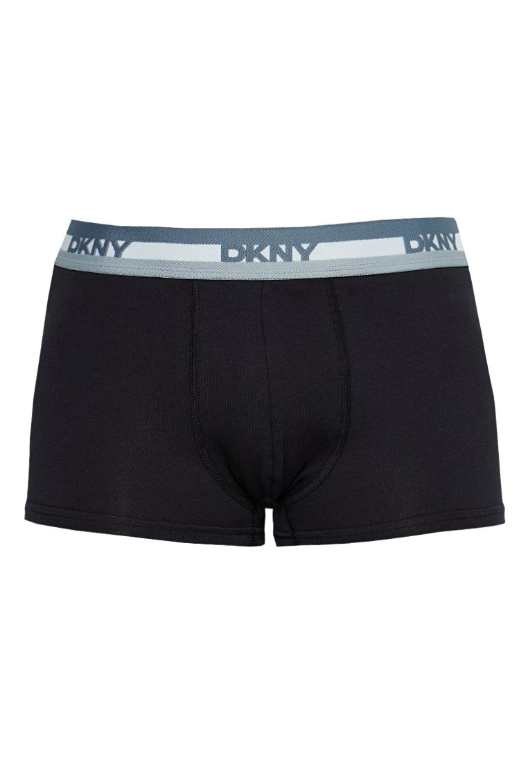 Czarne bawełniane bokserki z jasnoniebieskim paskiem DKNY z logo. Projekt zawiera przeszywane akcenty i dopasowany krój.