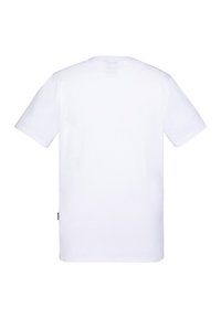 Witte katoenen t-shirt met een ronde hals en korte mouwen, zonder zichtbare graphics of patronen op de achterkant. Label aan de zijkant geplaatst.