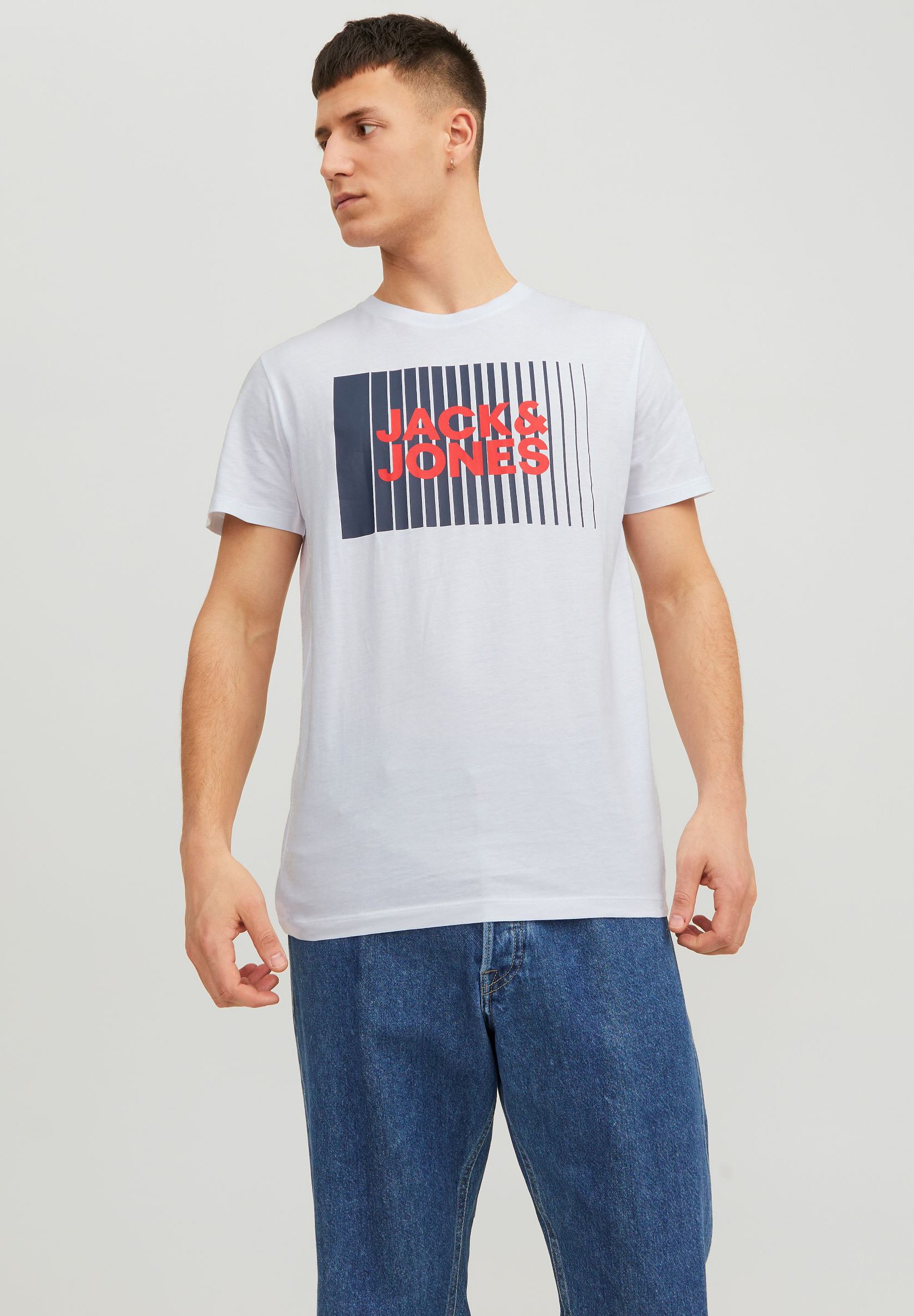 Jack & Jones - Confezione da 2 T-shirt bianca e blu navy con logo