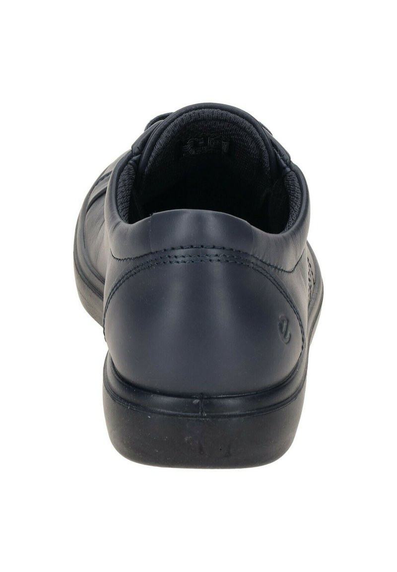 Schwarze Ledersneaker mit runder Zehenpartie, gepolstertem Schaft, flacher Gummisohle und minimalistischen Details an der Ferse.