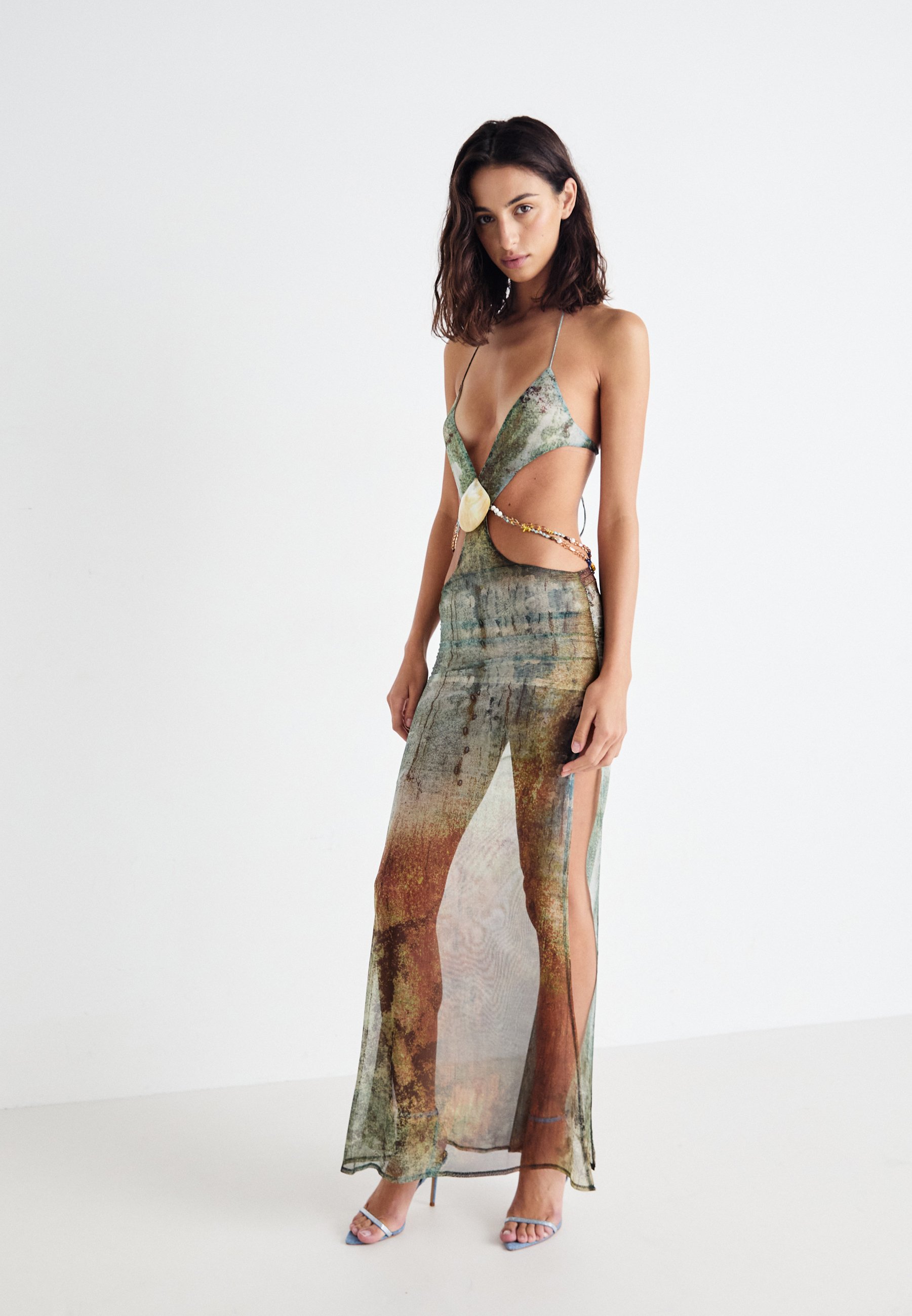 Jaded London VIDA BACKLESS DRESS WITH TRIM - Maxi dress - multi-coloured