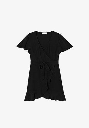 Promod, ROBE COURTE VOLANTÉE - Robe de jour - noir