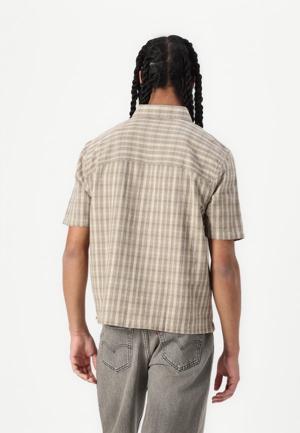 Boxy Short-Sleeve Plaid Shirt - Shirt - tan4