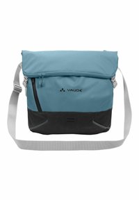 Borsa a tracolla Vaude, blu e nera, realizzata in materiale resistente, con chiusura zip, tracolla regolabile e tasca frontale.
