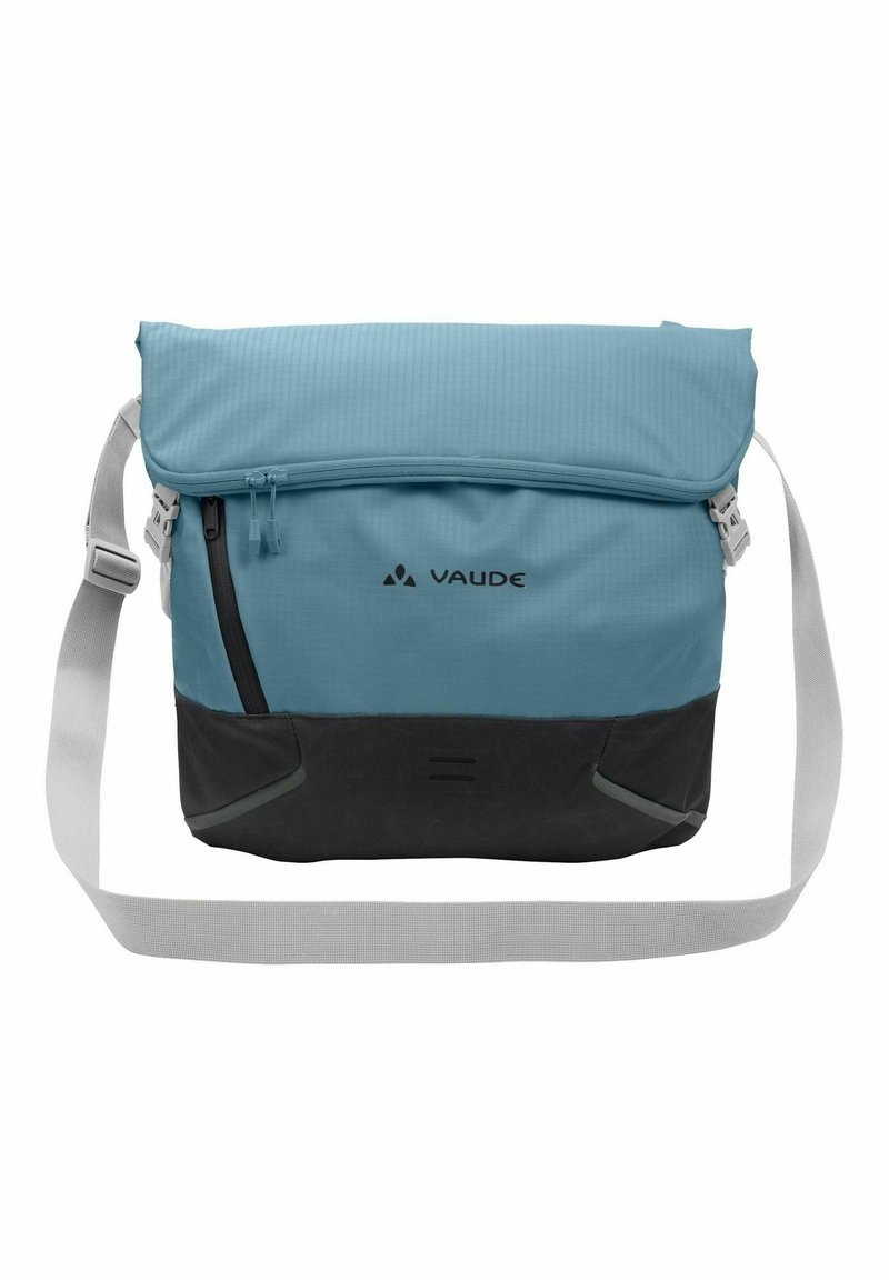 Borsa a tracolla Vaude, blu e nera, realizzata in materiale resistente, con chiusura zip, tracolla regolabile e tasca frontale.