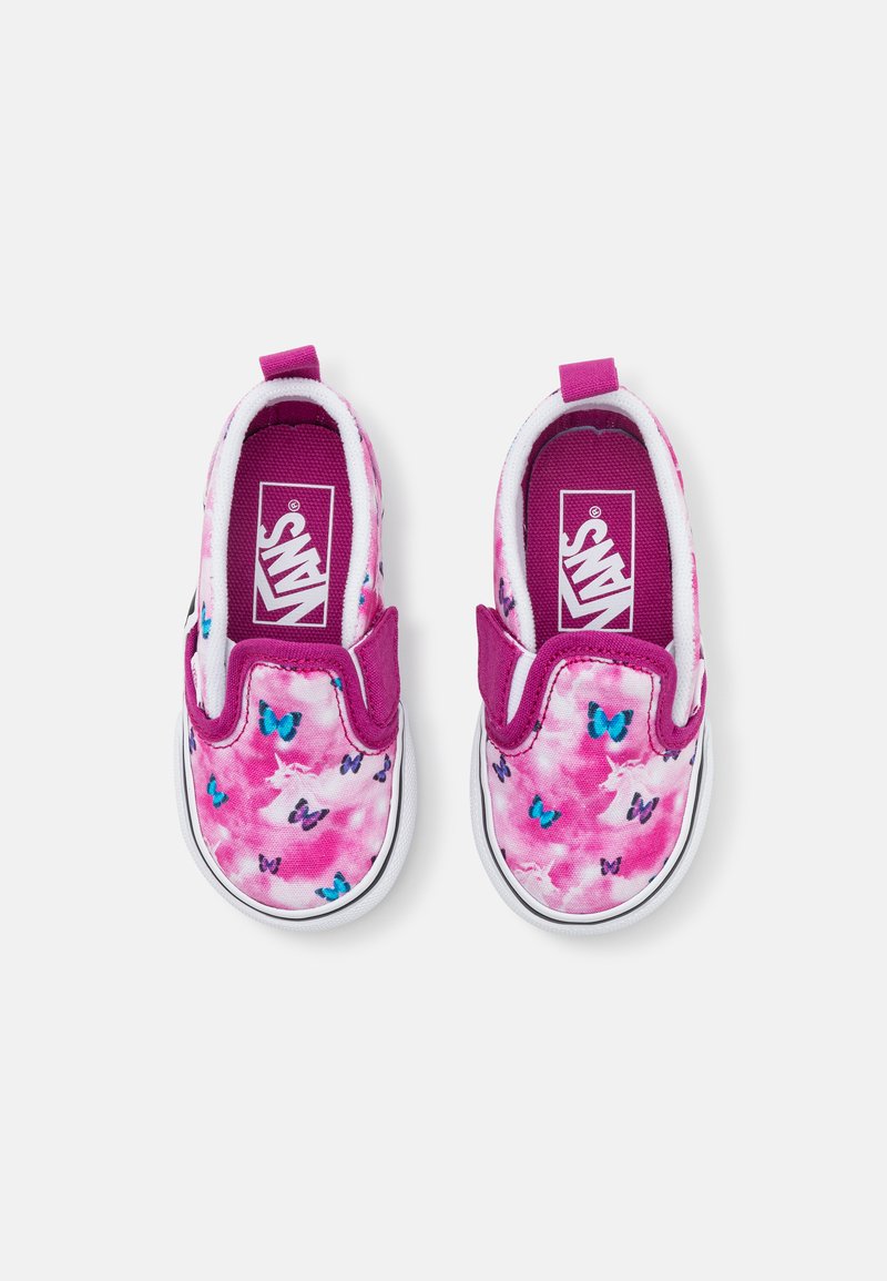 purple and turquoise vans