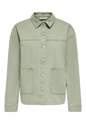 Hele roheline vabaaja jope kraega, ees krõpslukkude ja kahe suure esitaskuga.