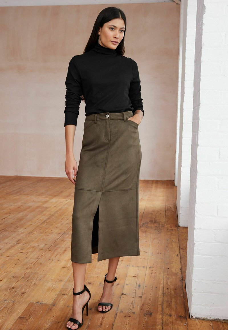 Next Pencil skirt khaki green/grøn Zalando.dk