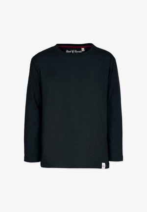 Sort langærmet T-shirt lavet af bomuld. Har en rund halsudskæring, enkelt design og et lille mærkeskilt i kanten. Blød tekstur.