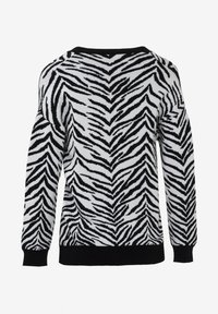 Maglione a maniche lunghe a righe zebrate in bianco e nero, con polsini, orlo e scollatura a coste.