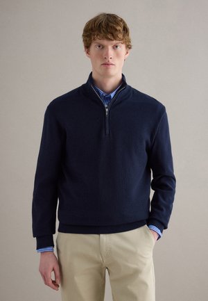 REGULAR FIT WITH HIGH NECK AND ZIP - Maglione - dark blue