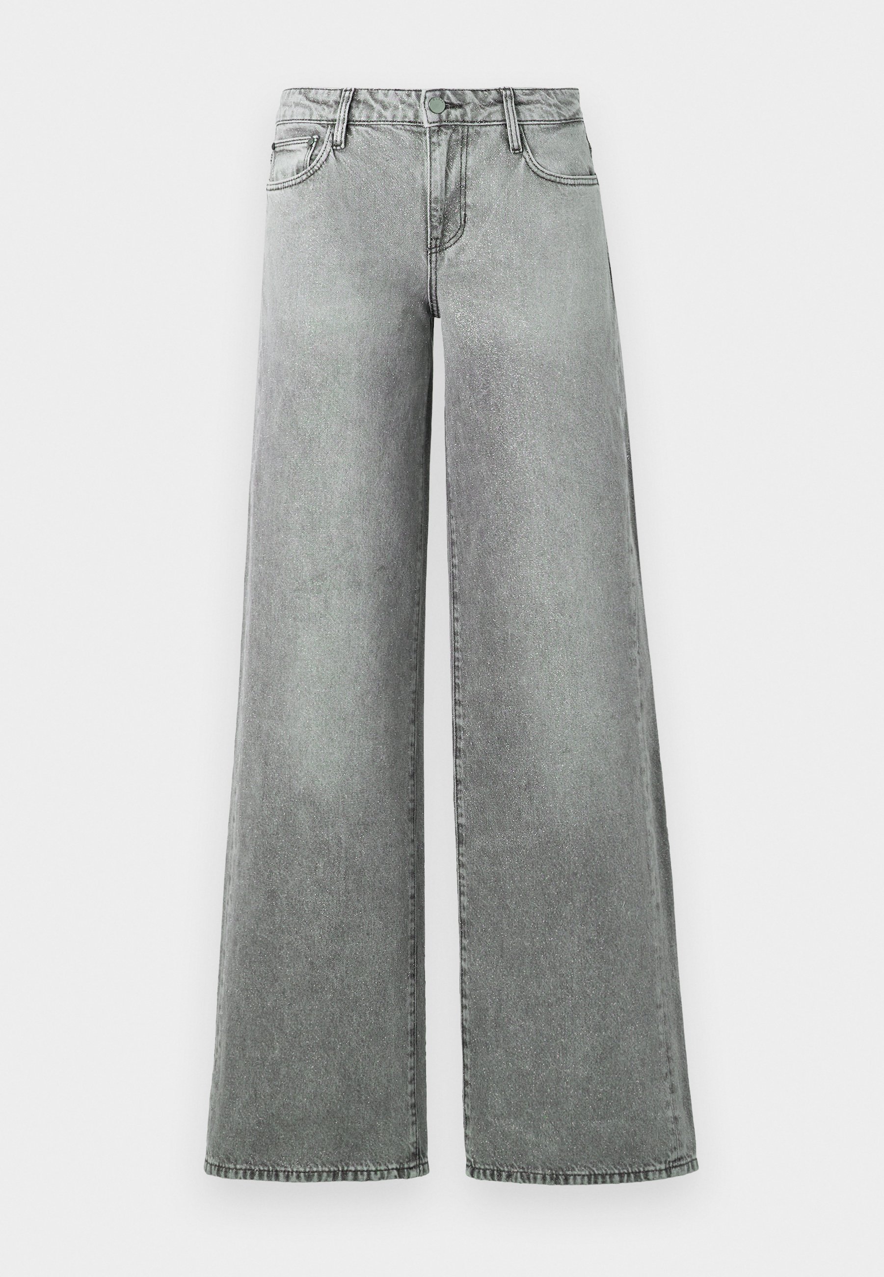 【YOURNUS】Silver Gray Wide Denim Pants High Rise Stride Metallic Wide-Leg Ankle Jeans | Gap