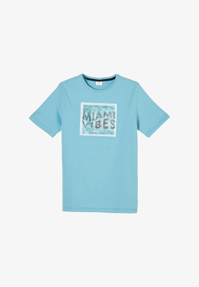 s.Oliver MIT FRONTPRINT - T-shirt imprimé - petrol