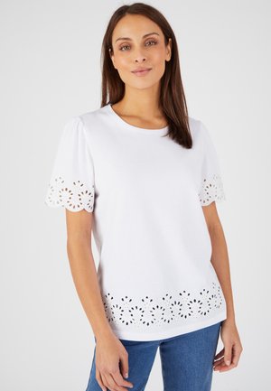 Damart BRODÉ AJOURÉ - T-Shirt print - blanc