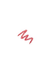 Red lip liner stroke on a white background, featuring a textured, slightly uneven line, emphasizing its creamy consistency.