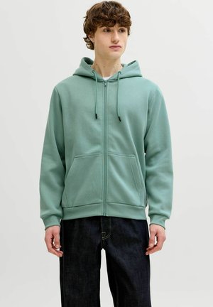 JJEBRADLEY HOOD - Sweater met rits - mineral blue