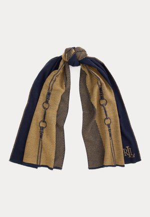 Lauren Ralph Lauren, BELTING-MOTIF JACQUARD WRAP SCARF - Шал - navy/camel