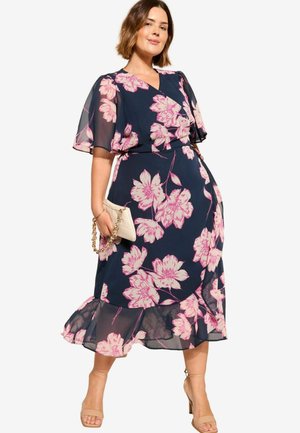 FLUTTER SLEEVE WRAP REGULAR FIT - Denné šaty - navy blue