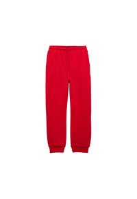 Röda sweatpants med elastisk midja, dragsko, sidfickor och åtsittande mudd vid anklarna. Tillverkade av mjukt, andningsbart tyg.