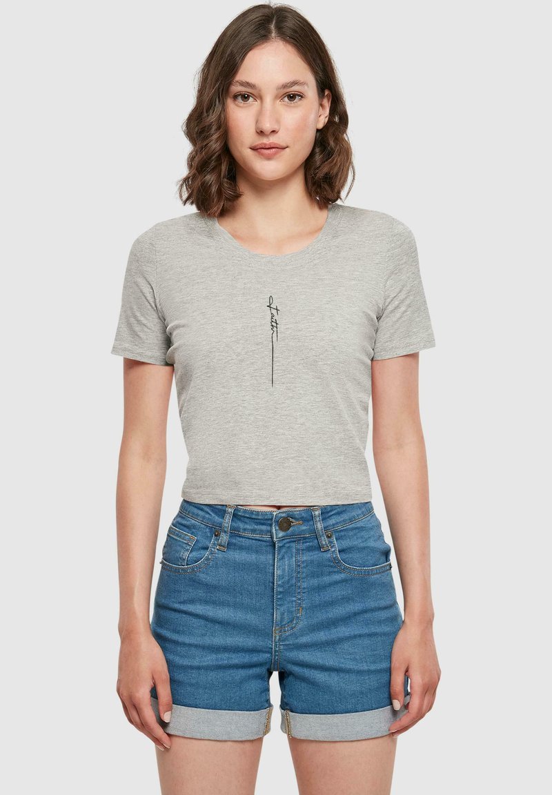 Merchcode FAITH CROPPED  - T-shirt print - grey