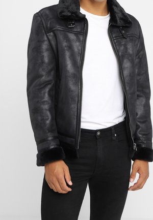 Imitatieleren jas - black
