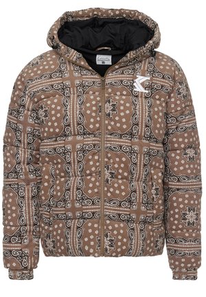 Karl Kani HOODED PAISLEY PUFFER JACKET  - Kurtka zimowa - dark taupe