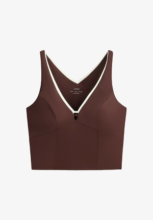 OYSHO, V-NECK STRAP TANK TOP - Toppi - chocolate red