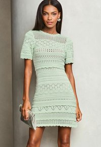 Lipsy REGULAR FIT - CROCHET FIT AND FLARE SHORT SLEEVE SUMMER  - Neulemekko - green