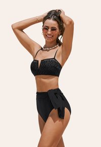 Cupshe HIGH RISE MULTIWAY BACK TIE - Bas de bikini - black