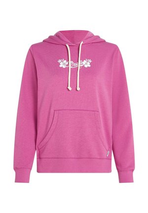 Rozā krāsas kapučjakas, izgatavotas no mīksta auduma. Tai ir priekšējā kabata, auklas kapucim un balts ziedu logo virs kabatas. Rievotas aproces un apakšmala.