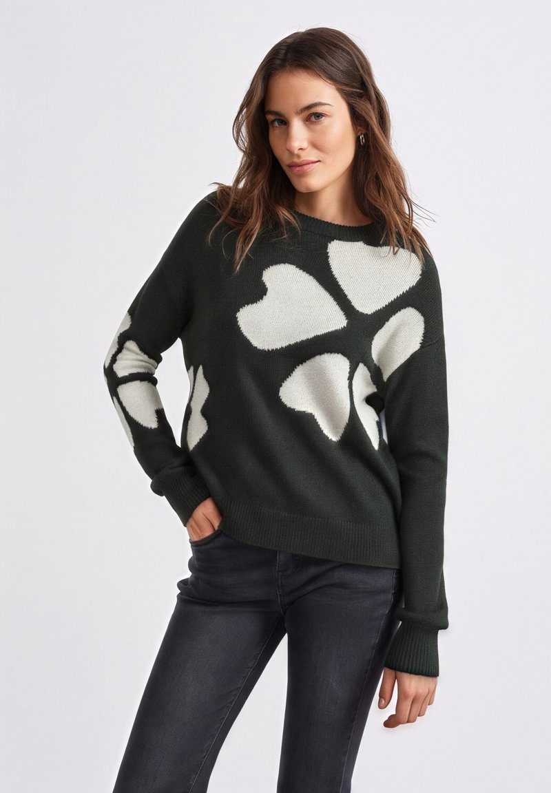 Street One Studio PULLOVER MIT INTARSIENMUSTER - Pullover - schwarz