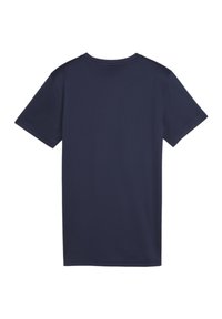 Navyblaue kurzärmlige T-Shirts aus glattem Stoff, mit einem runden Halsausschnitt und ohne sichtbare Grafiken oder Muster.