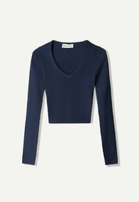 Bershka V-NECK - SWEATER  - Jumper - dark blue