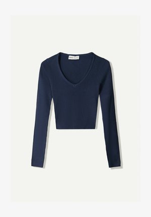 Bershka V-NECK - SWEATER - Trui - dark blue