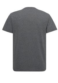 Lyhythihainen harmaa t-paita, joka on valmistettu teksturoidusta puuvilla-sekoitekankaasta. Paita on klassisella pyöreällä kaula-aukolla ja rentona istuvuutena. Ei näkyviä graafisia kuvastoja.