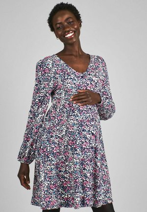FLORAL BUTTONED THROUGH - REGULAR FIT - Freizeitkleid - navy blue