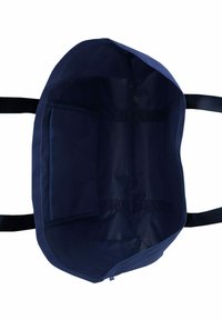 Námořnická modrá taška přes rameno s dvojitými černými popruhy. Obsahuje vnitřní kapsy, je vyrobena z pevných materiálů a má prostorný, nestrukturovaný design.