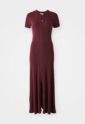sandro ROBE MIDI ROUND MIX POINTS - Strickkleid - bordeaux