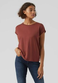 Vero Moda VMAVA PLAIN - T-shirts basic - sable