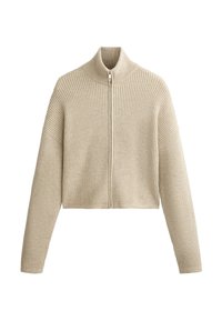 CROPPED  HIGH COLLAR  - Strickjacke - stone