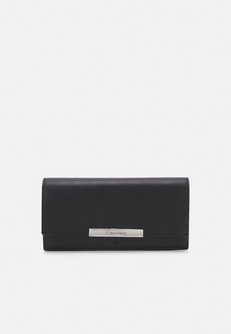Calvin Klein LINEAR LARGE TRIFOLD SLIM - Punge - black