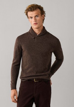 Hackett London, HACKETT LONDON JUMPER SHAWL SWEATER - Jersey de punto - nut brown