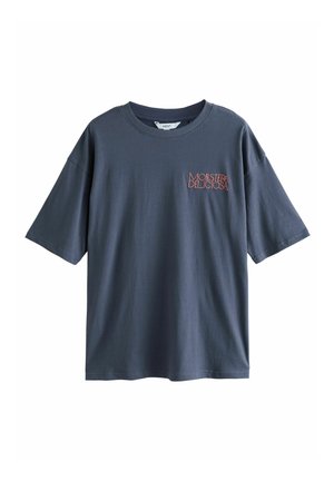 SHORT SLEEVE BACK GRAPHIC WITH FRONT EMBROIDERY CREW NECK - Nyomott mintás póló - navy