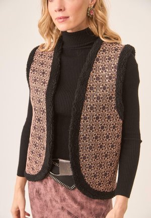 BORDADO GEOMÉTRICO FLORAL - Chaleco - black