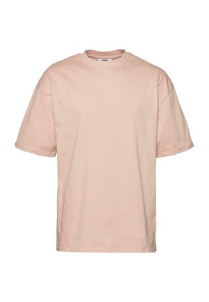 Kortærmet t-shirt med rund hals i lyserød bomuld. Har en løs pasform og glat tekstur. Ingen synlige logoer eller mønstre.