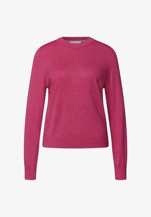 Street One Studio, PULLOVER MIT RUNDHALS IN UNIFARBE - Striktrøje - ruby raspberry mel.