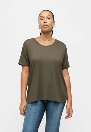 ONLY Carmakoma CARMOSTER FOLD UP  - Βασικό μπλουζάκι - smokey olive
