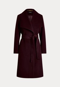 BELTED WOOL-BLEND WRAP COAT - Classic coat - pinot noir