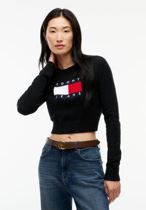Tommy Jeans, SPARKLE FLAG SWEATER  - Maglione - black