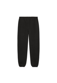 Μαύρο φούτερ παντελόνι με ελαστική μέση και ριμπ μανσέτες. Κατασκευασμένο από απαλό ύφασμα, με απλό και λιτό σχέδιο.